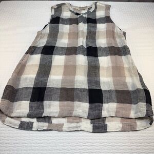 Soft Surroundings Neutral Checkered Blouse
